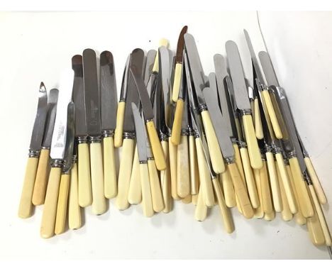 A large quantity of bone handled knives, including by Harrison Bros. &amp; Howson including dinner knives, butter knives, gra