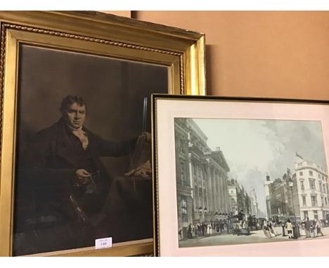 After Raeburn, engraved by C. Turner Warren, etching of a 19thc Gentleman at his Study, paper label verso (45cm x 35cm) and a