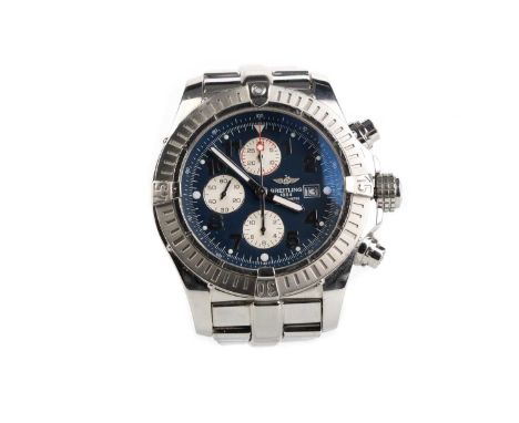 BREITLING, SUPER AVENGER, A13370, STAINLESS STEEL CHRONOGRAPH WRIST WATCH  the round dial with Arabic hour markers, date aper