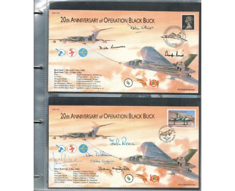Falklands War Collection in Royal Mail First Day Covers Folder Relating To Falklands War and Vulcan Bombers. Lots of Signatur