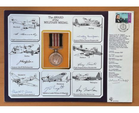 WW2 multisigned DM cover The Award of the Military Medal signed by Fl Lt Edward R. R Cerely, Sgt John W McFarlane, Corporal E