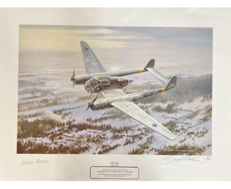 WW2. Geoff Nutkins Colour 25x20 Print Titled Sky Spy Multi Signed, Limited Edition 66/525. Personally signed in pencil by Unt