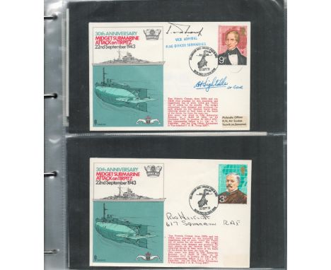 WW2 Royal Navy X Craft Collection Housed in a Royal Mail First Day Cover Folder inc Signed Covers and Combat Reports, Photos 