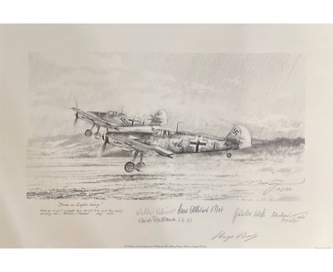WW2. Robert Taylor Multi Signed Borne On The Eagles Black and White 22x14 Print. Limited Edition 10/100. Personally signed in