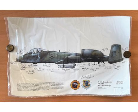 RAF 78th Tactical Fighter Squadron Multi Signed A 10A Thunderbolt II 78th TFS RAF Woodbridge 17x11 Colour Print. Signatures i