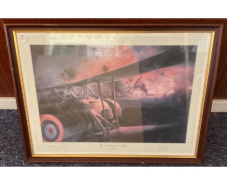 Vice Admiral Sir Richard Janvrin and Commander Charles Lamb Signed Robert Taylor print. Titled The Swordfish Attack At Tarant