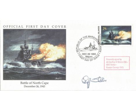 WW2 Geoff Shelton (HMS Vindex) Signed Battle of North Cape December 26th 1943 FDC.9 of 10 Covers Issued. HMS Duke of York Sta