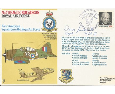 WW2 RAF Captain Dave Jankowski Signed No71 (Eagle) Squadron RAF First American Squadron in the Royal Air Flown FDC. Flown fro