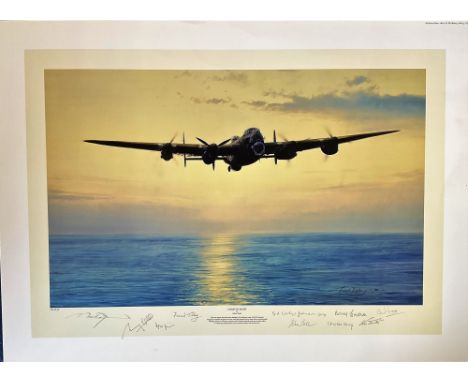 WW2 Robert Taylor Multi Signed Colour 32x23 Limited Edition 10/275 Print Titled Coast In Sight. Signed in Pencil by Johnny Jo
