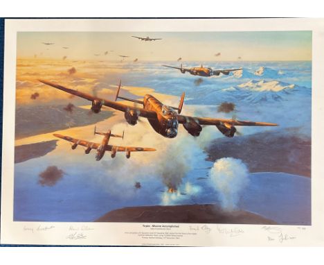 WW2.Mark Postlethwaite Multi Signed Tirpitz Mission Accomplished Colour 25x19 Print, Limited edition 162 of 350. Personally S