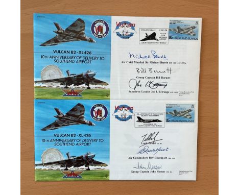 RAF 2 Vulcan B2 XL426 JS(CC)23 Multi Signed Flown First Day Covers with Stamps and Postmarks. Signatures include Lord Tebbit,
