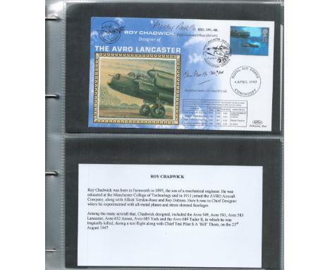 WW2 RAF Collection in Royal Mail First Day Covers Folder Relating To Aircraft Designer Roy Chadwick. Lots of Signed Covers in