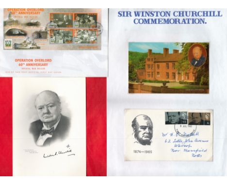 WW2 Sir Winston Churchill Collection Of 18 First Day Covers With Stamps and Postmarks. Also included is a Stamped Signature o