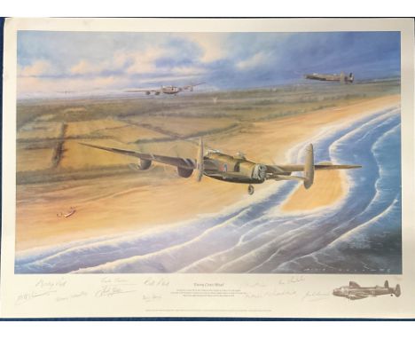 World War Two aviation print. 20x27 Enemy Coast Ahead depicting Avro Lancaster piloted by Wing Commander Guy Gibson on route 