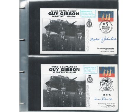 WW2 Fantastic RAF Guy Gibson Collection of Signed Covers, Newspaper Clippings Relating to Guy Gibson, Pilots Records Copy and