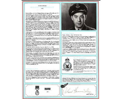 WW2 Flying Officer Roland Hammersley DFM Signed Personal Aircrew Profile Sheet. A4 Size. Signed in pencil. Great signature. G