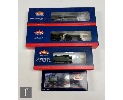 Four Bachmann OO gauge locomotives, comprising 31-013 2-8-0 Class 7F BR black '53808', 31-692 2-6-0 Stanier Mogul BR black '4