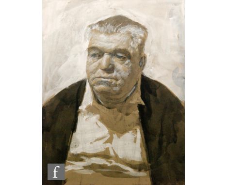 GEOFFREY YEOMANS (BORN 1934) - Portrait of a gentleman wearing a checked shirt, monochrome wash, signed and dated '60, framed