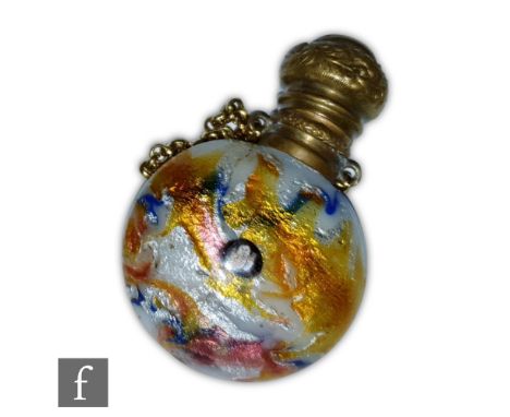 A 19th Century scent bottle by Giacomo Franchini and produced by Pietro Bigaglia, of compressed ovoid form and decorated to o