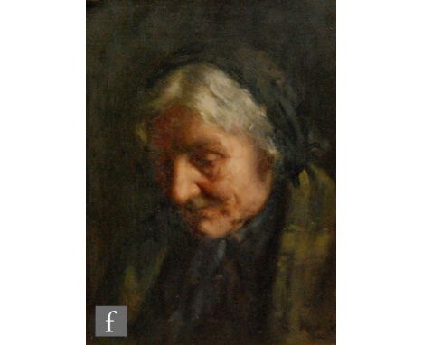 EDWIN HARRIS, RBSA (1855-1906) - The old fisherman, oil on panel, signed, framed, 20cm x 15cm, frame size 31cm x 26cm, also t