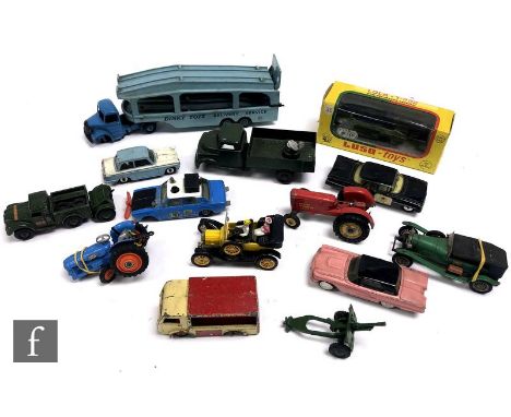 A collection of fourteen assorted Dinky and Corgi diecast models to include Dinky Bedford Pullmore Car Transporter, Dinky Ele
