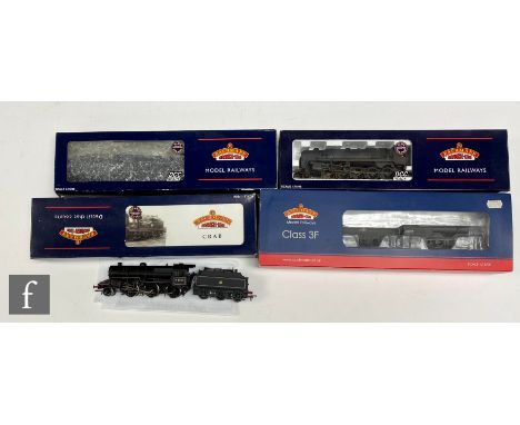 Four OO gauge Bachmann locomotives, comprising 31-625 0-6-0 Class 3F BR Black '43474', 32-853 2-10-0 Class 9F BR black '92044