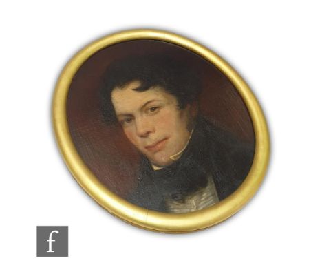 ENGLISH SCHOOL (c.1850) - Portrait of William Barnes (1810-1878), bust length, oval, oil on canvas laid down on board, framed