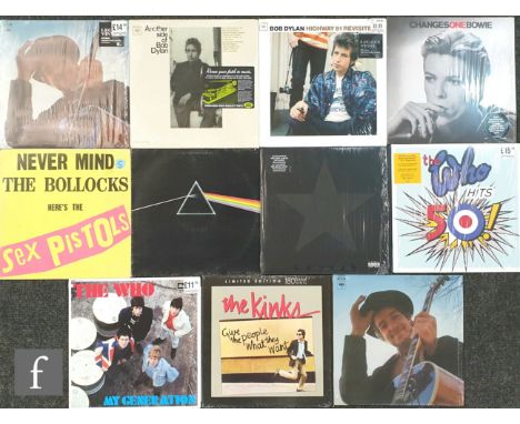 A collection of eleven LPs to include Pink Floyd, David Bowie, The Who, Bob Dylan, The Sex Pistols etc., all later reissues, 