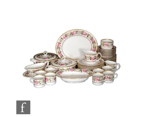 A Royal Worcester Royal Garden dinner service comprising two tureens and covers, one meat plate, one gravy boat and stand, tw