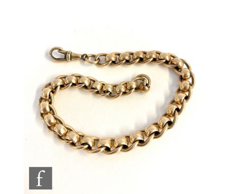 A 9ct hallmarked curb and plain roller bracelet terminating in swivel clasp, length 23cm, weight 27g. 