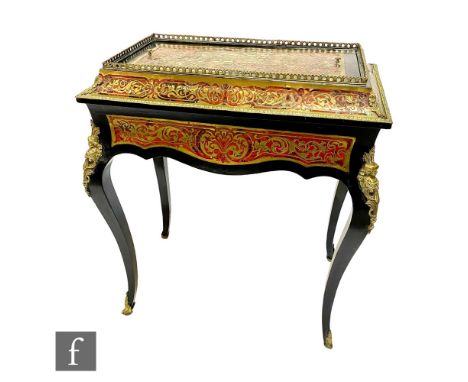 A 19th Century boulework jardiniere or planter of rectangular trough form, with a galleried border over a concave frieze and 