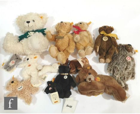 A collection of assorted Steiff teddy bears, to include Centenary Bear USA Anniversary, yellow tag 660337, caramel mohair, he