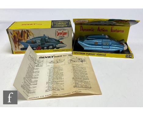 A Dinky Toys No. 104 Gerry Anderson's Captain Scarlet and the Mysterons Spectrum Pursuit Vehicle diecast model, blue, white b