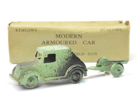 Kemlow modern Armoured Car set - Camouflage light green and black with matching field gun - Good Plus to excellent in a good 