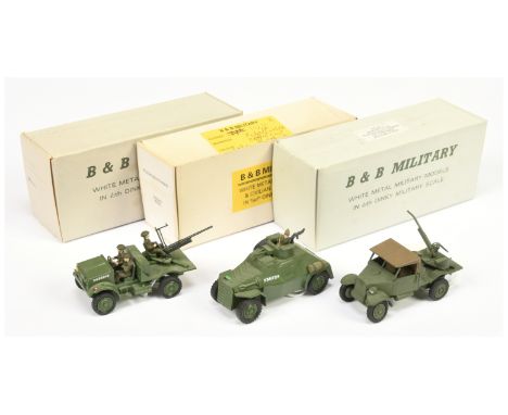 B &amp; B Military&nbsp; (Barnes &amp; Buller) &nbsp;1/60th scale Group of 3&nbsp; (1) Bedford half-cab with gun , (2) Armour