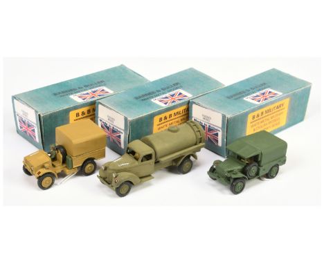 B &amp; B Military&nbsp; (Barnes &amp; Buller) &nbsp;1/60th scale Group of&nbsp; 3&nbsp; (1) Bedford Radio truck , (2) Ford T