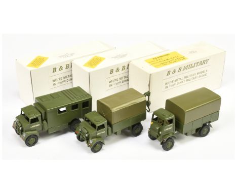 B &amp; B Military (Barnes &amp; Buller) 1/60th scale Group of 3&nbsp; (1) Bedford QL 3-Ton truck (2) Karrier Radio truck and