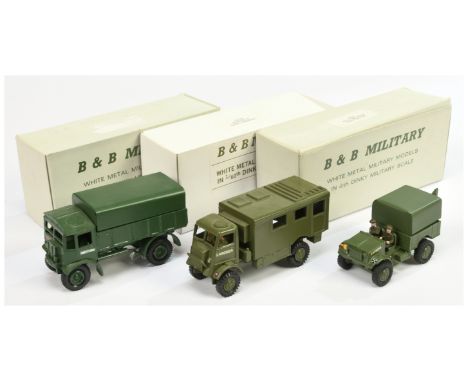 B &amp; B Military&nbsp; (Barnes &amp; Buller) &nbsp;1/60th scale Group of 3&nbsp; (1) Bedford crane truck&nbsp; (2) Bedford 