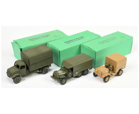 B &amp; B Military&nbsp; (Barnes &amp; Buller) &nbsp;1/60th scale Group of 3&nbsp; (1) Dodge WC62 Covered wagon, (2) Bedford 