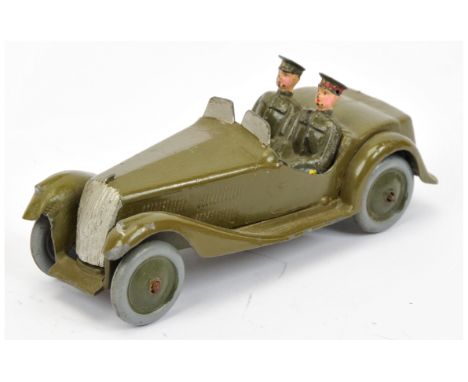 Britains 1448 Army "Staff" Car - khaki including hubs with painted grey tyres, split windscreens with figures (some super-det