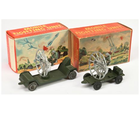 Lone Star Military a pair of Radar Scanner Trailers (1) green, silver scanner and (2) same but short version - both come with