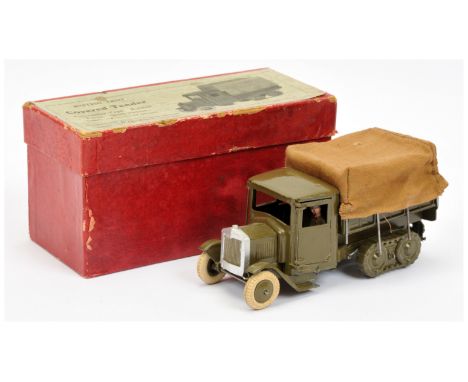 Britains 1332 Army 6-wheeled Covered Lorry Caterpillar - khaki including hubs with white tyres and solid tracks, tan cloth ca