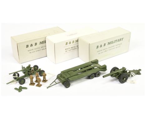 B &amp; B Military&nbsp; (Barnes &amp; Buller) &nbsp;1/60th scale Group of 3&nbsp; (1) Tank Transporter Trailer , (2) 7.2" Ho