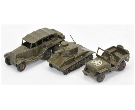 Dinky military group of to include (1) 152A light tank, (2) 152B Reconnaissance car (one rear wheel loose)&nbsp; , and (3) 15