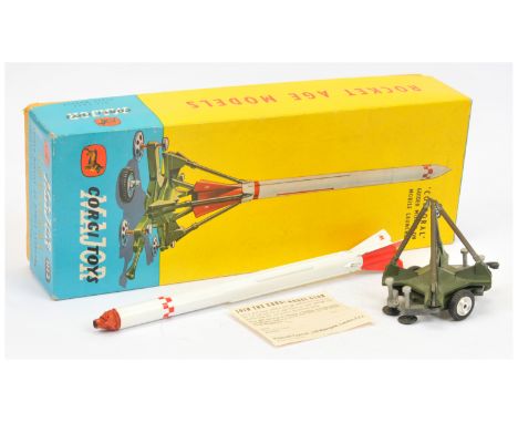Corgi 1112 Corporal Guided Missile on mobile launcher - green launcher with chrome large spun hubs, white and red missile (Pe