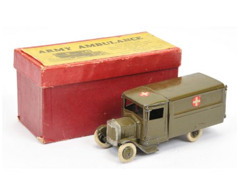 Britains 1512 Army "Ambulance" - Khaki including hubs with white tyres, silver square nosed radiator surround with patient on
