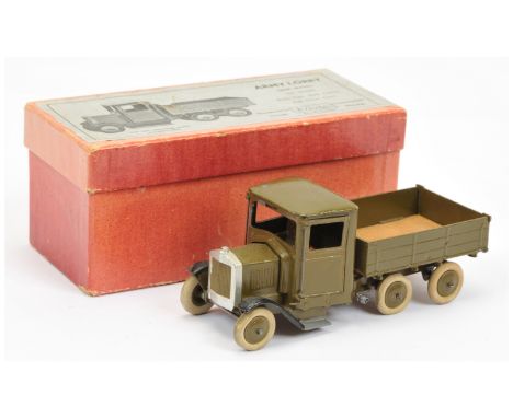 Britains 1335 Army 6-wheeled Tipping Lorry -deep khaki including hubs with white tyres, black mudguards, silver square nose r