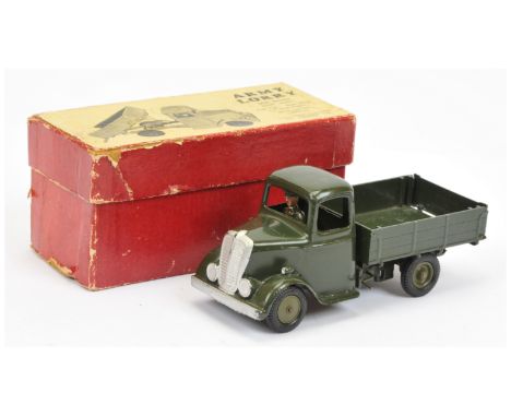 Britains 1334 Army 4-wheeled Tipping Lorry (2nd version) - dark green with military green including hubs with black tyres, si