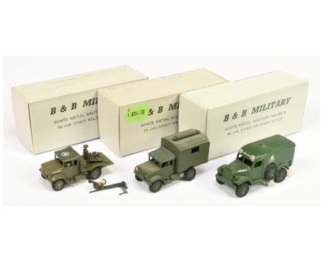 B &amp; B Military&nbsp; (Barnes &amp; Buller) &nbsp;1/60th scale Group of 3&nbsp; (1) Dodge 4 X 4 "Ambulance" , (2) Bedford 