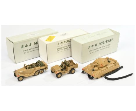 B &amp; B Military&nbsp; (Barnes &amp; Buller) &nbsp;1/60th scale Group of 3&nbsp; (1) Crusader tank ,(split tracks),&nbsp; (